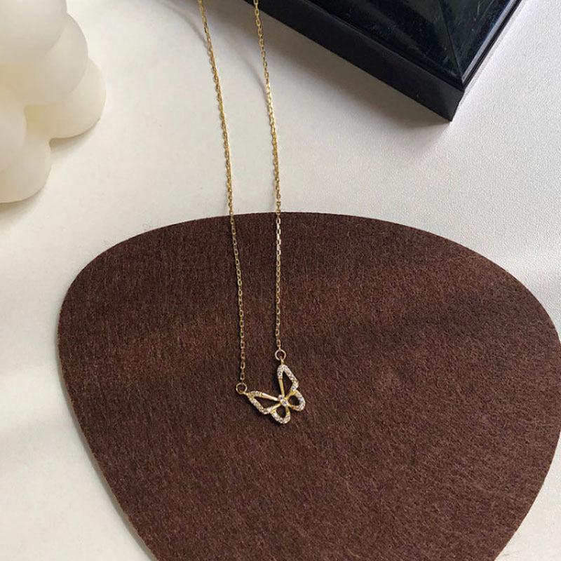 Butterfly Pendant Necklace with Artificial Diamond