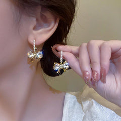 Stylish Summer Light Bow Pearl Earrings