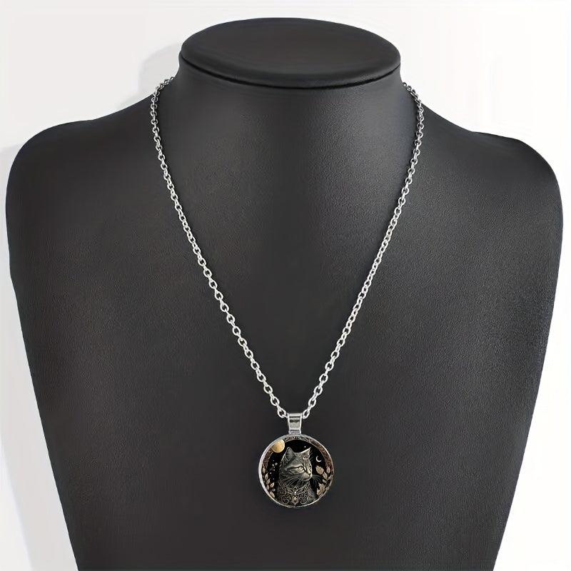 Cat Crystal Beads Pendant Necklace for Men and Women