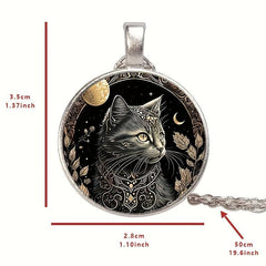 Cat Crystal Beads Pendant Necklace for Men and Women