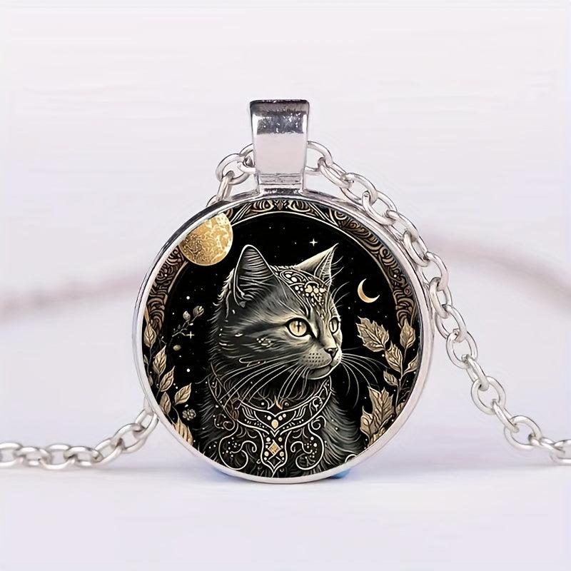 Cat Crystal Beads Pendant Necklace for Men and Women