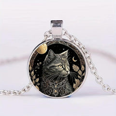 Cat Crystal Beads Pendant Necklace for Men and Women