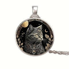 Cat Crystal Beads Pendant Necklace for Men and Women