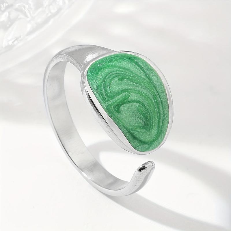 Steel Tadpole Ring with Pearl Powder Paint in Red, Green, Pink