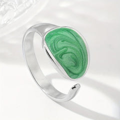 Steel Tadpole Ring with Pearl Powder Paint in Red, Green, Pink