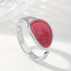 Steel Tadpole Ring with Pearl Powder Paint in Red, Green, Pink