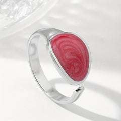 Steel Tadpole Ring with Pearl Powder Paint in Red, Green, Pink