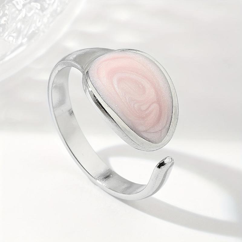 Steel Tadpole Ring with Pearl Powder Paint in Red, Green, Pink