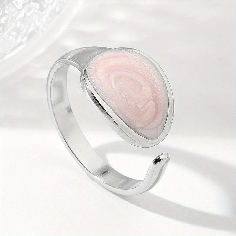 Steel Tadpole Ring with Pearl Powder Paint in Red, Green, Pink