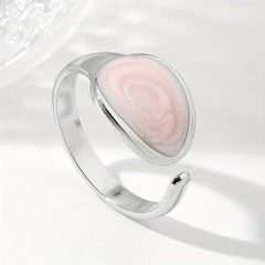 Steel Tadpole Ring with Pearl Powder Paint in Red, Green, Pink
