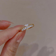 Crystal Heart Wedding Band Ring for Women Engagement Gift