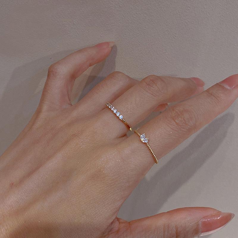 Crystal Heart Wedding Band Ring for Women Engagement Gift