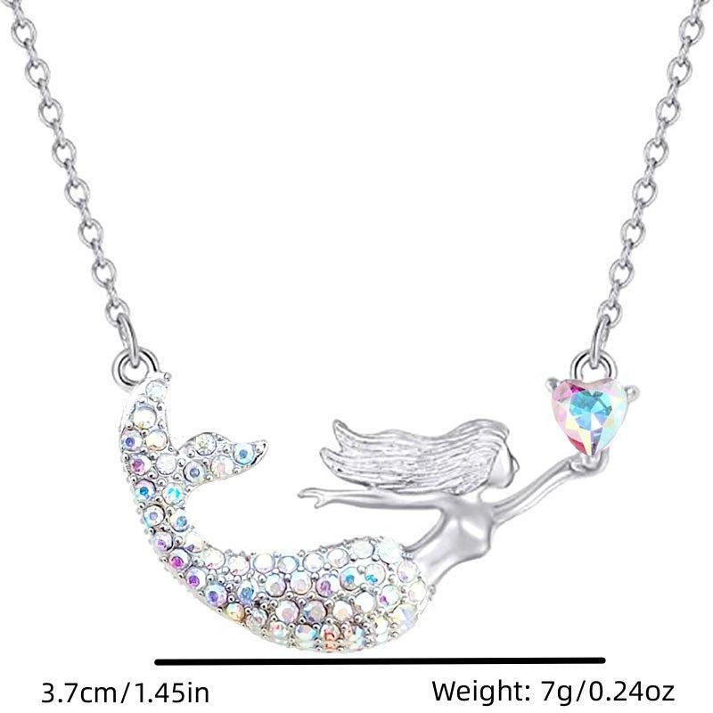 Mermaid Gradient Diamond Necklace Ocean Princess Mermaid Love Pendant