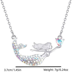 Mermaid Gradient Diamond Necklace Ocean Princess Mermaid Love Pendant