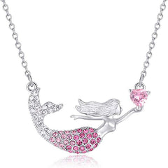 Mermaid Gradient Diamond Necklace Ocean Princess Mermaid Love Pendant