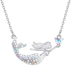 Mermaid Gradient Diamond Necklace Ocean Princess Mermaid Love Pendant