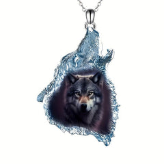 Brown Geometric Triangle Crystal Pendant Wolf Necklace Party Gift