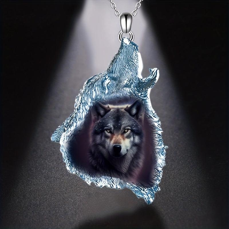 Brown Geometric Triangle Crystal Pendant Wolf Necklace Party Gift