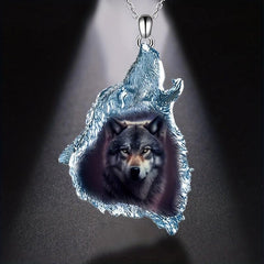 Brown Geometric Triangle Crystal Pendant Wolf Necklace Party Gift