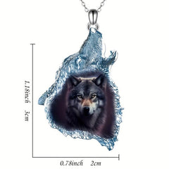 Brown Geometric Triangle Crystal Pendant Wolf Necklace Party Gift
