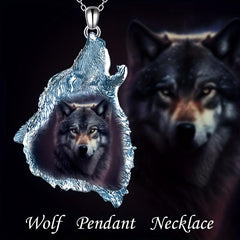 Brown Geometric Triangle Crystal Pendant Wolf Necklace Party Gift