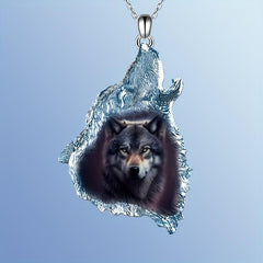 Brown Geometric Triangle Crystal Pendant Wolf Necklace Party Gift