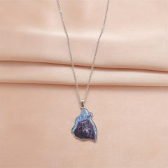 Brown Geometric Triangle Crystal Pendant Wolf Necklace Party Gift