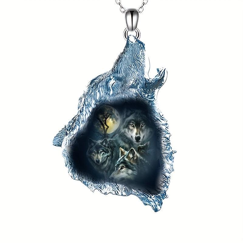 Gothic Ghost Wolf Pendant Necklace - Wolf Necklace