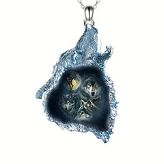 Gothic Ghost Wolf Pendant Necklace - Wolf Necklace