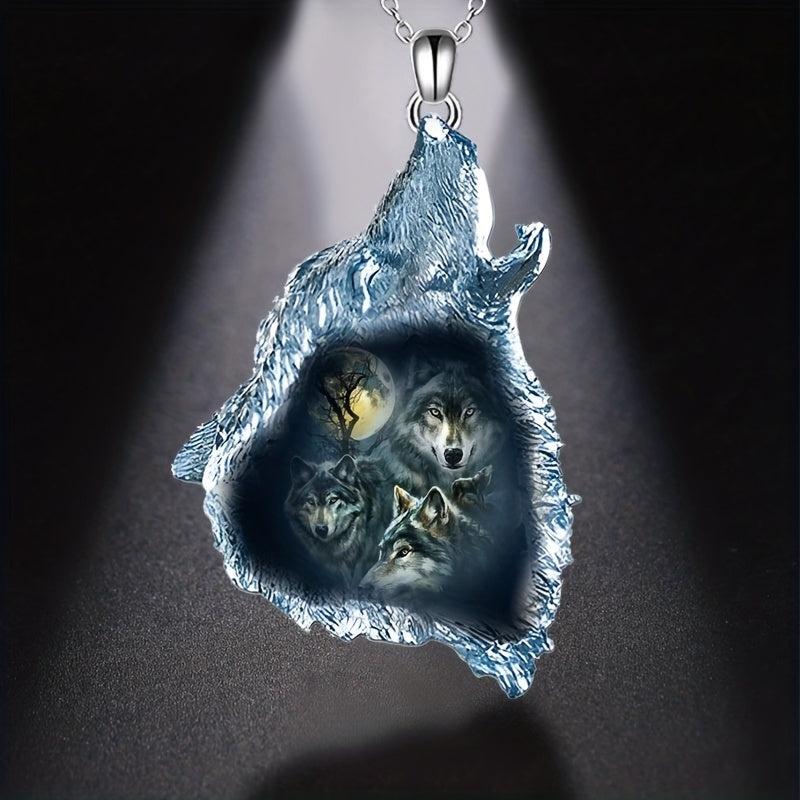 Gothic Ghost Wolf Pendant Necklace - Wolf Necklace