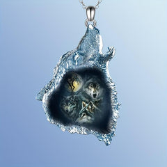 Gothic Ghost Wolf Pendant Necklace - Wolf Necklace