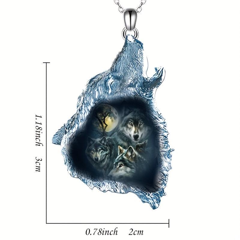 Gothic Ghost Wolf Pendant Necklace - Wolf Necklace