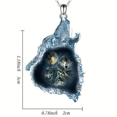 Gothic Ghost Wolf Pendant Necklace - Wolf Necklace
