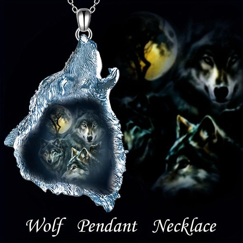 Gothic Ghost Wolf Pendant Necklace - Wolf Necklace