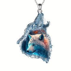 Crystal Wolf Pendant Necklace Gift for Daughter Son