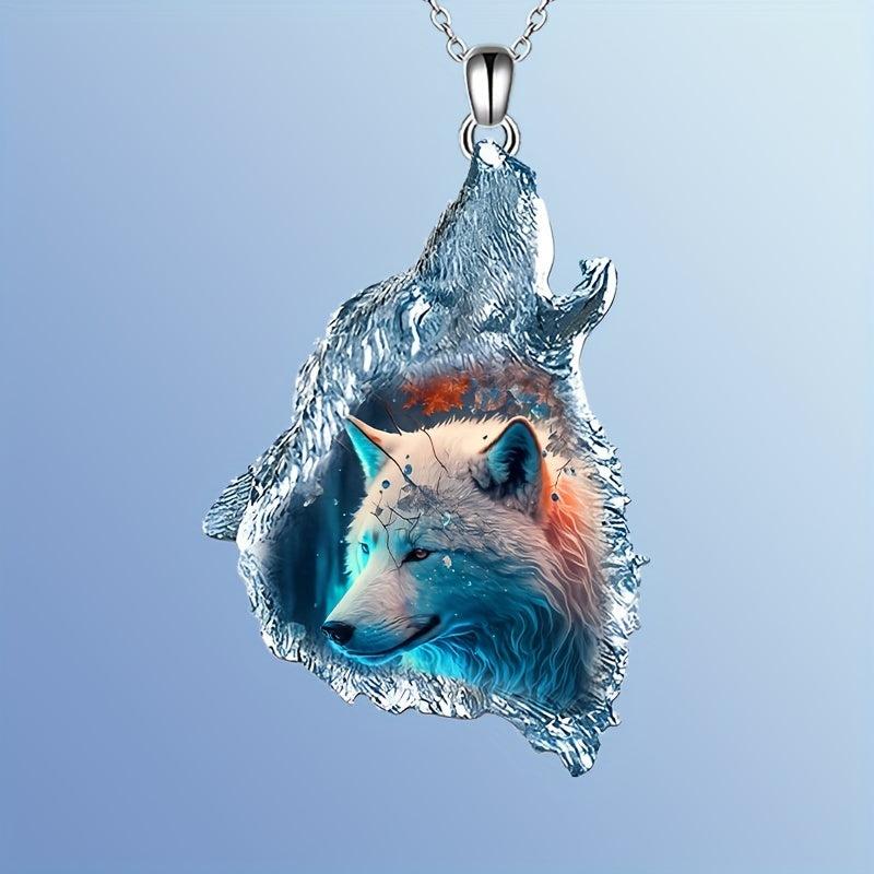 Crystal Wolf Pendant Necklace Gift for Daughter Son