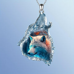 Crystal Wolf Pendant Necklace Gift for Daughter Son