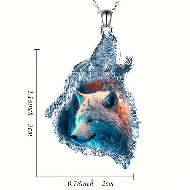 Crystal Wolf Pendant Necklace Gift for Daughter Son