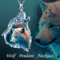 Crystal Wolf Pendant Necklace Gift for Daughter Son