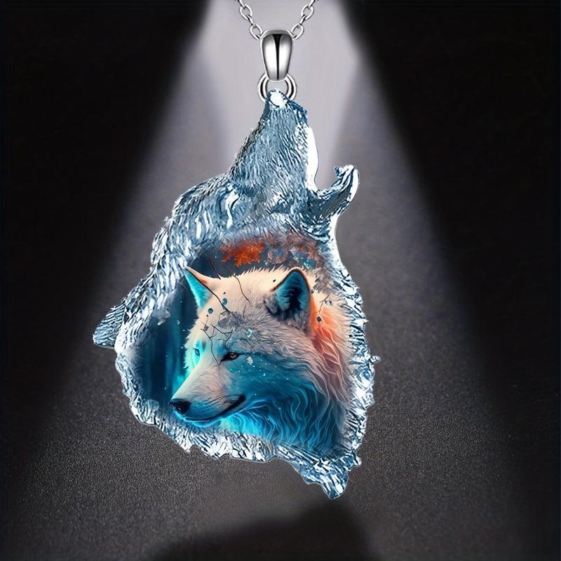 Crystal Wolf Pendant Necklace Gift for Daughter Son