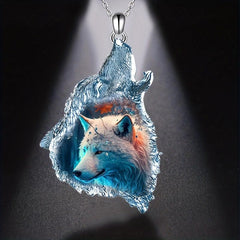 Crystal Wolf Pendant Necklace Gift for Daughter Son