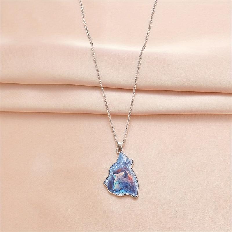 Crystal Wolf Pendant Necklace Gift for Daughter Son