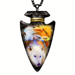 Animal Wolf Pendant Necklace for Boys Men Christmas Gift