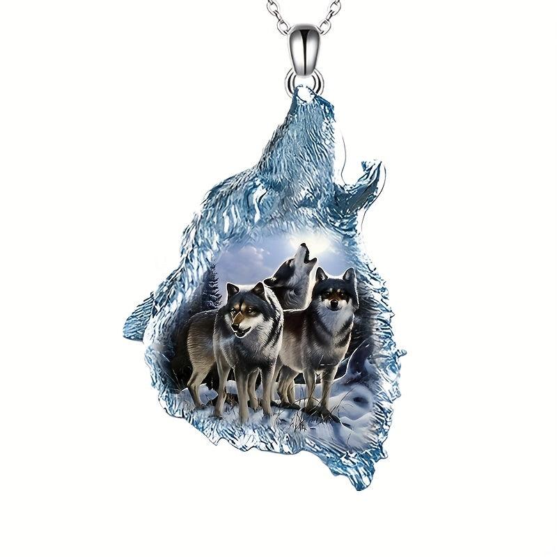 Creative Wolf Head Pendant Necklace Gift for Daughter Son
