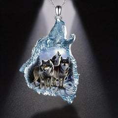 Creative Wolf Head Pendant Necklace Gift for Daughter Son