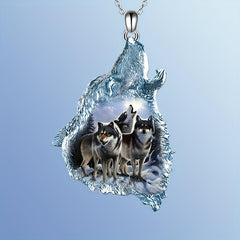 Creative Wolf Head Pendant Necklace Gift for Daughter Son