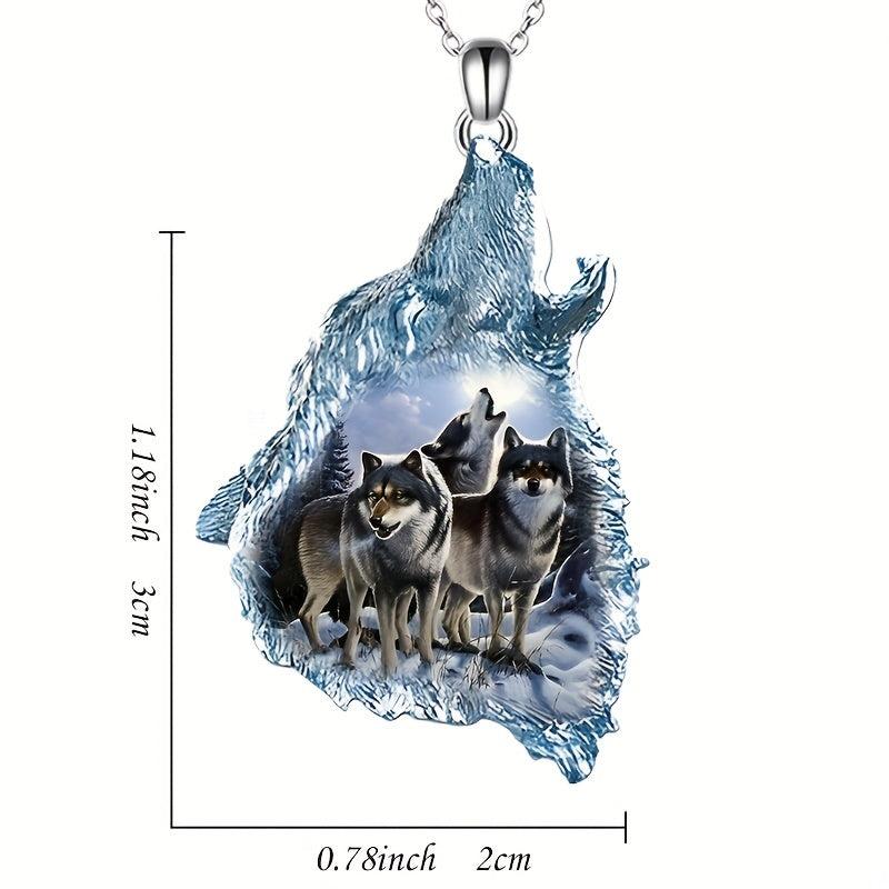 Creative Wolf Head Pendant Necklace Gift for Daughter Son