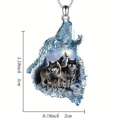 Creative Wolf Head Pendant Necklace Gift for Daughter Son