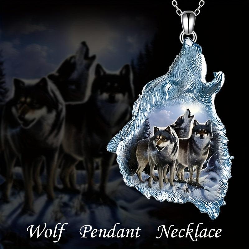 Creative Wolf Head Pendant Necklace Gift for Daughter Son