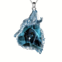 Wolf Crystal Pendant Necklace Goth Animal Toy Gift